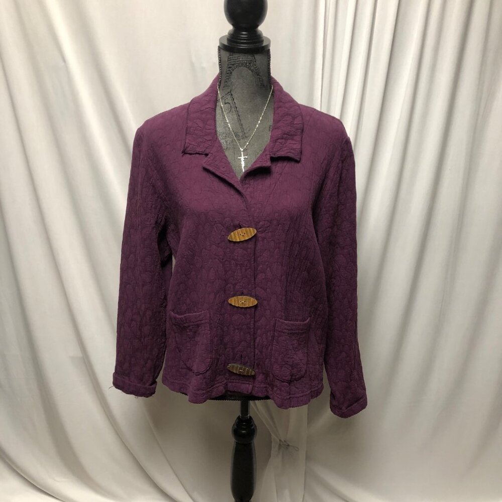 Produce Company Jacket Womens Size Medium Purple Textured Cotton Lagenlook USA